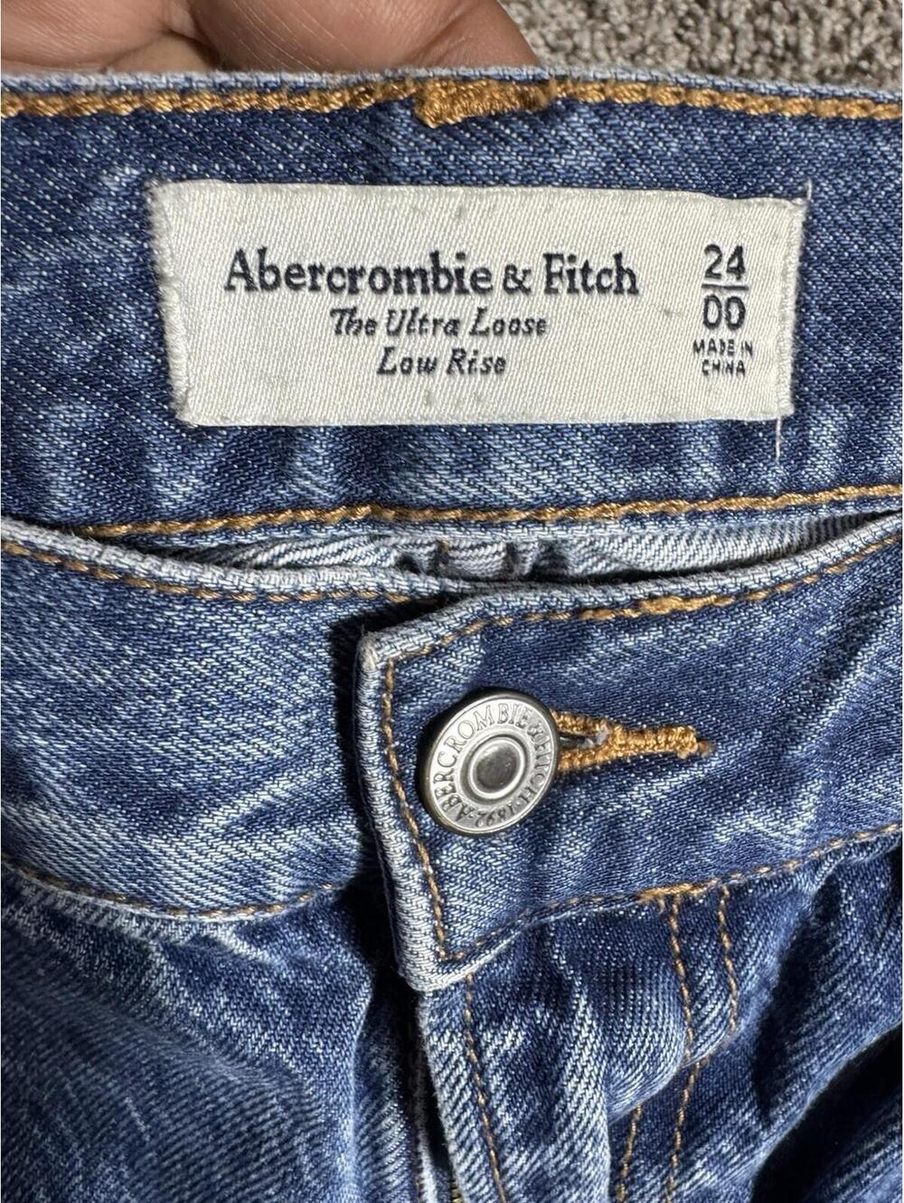 Abercrombie Fitch The Wide Leg High Rise Jean Size 24/00 Baggy Preppy - Picture 5 of 9